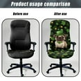 thumbnail image 4 of SCRAWLGOD St. Patrick's Day Elastic Seat Covers for Office Chairs Universal Dustproof Desk Rotating Chair Slipcovers Removable Boss Chair Covers, Four Leaf Clover Pug Leprechaun Hat Green Black, L, 4 of 7