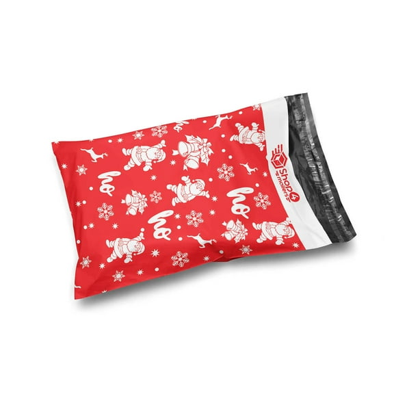 Shop4Mailers 10x13 Santa Claus Ho Ho Ho Christmas Holiday Poly Bag Mailer Envelopes 2 Mil (100 Pack, Red Santa)