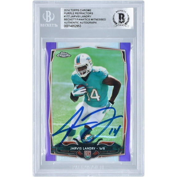 Jarvis Landry Miami Dolphins Autographed 2014 Topps Chrome Purple Refractor #177 Beckett Fanatics Witnessed Authenticated Rookie Card - Fanatics Authentic Certified