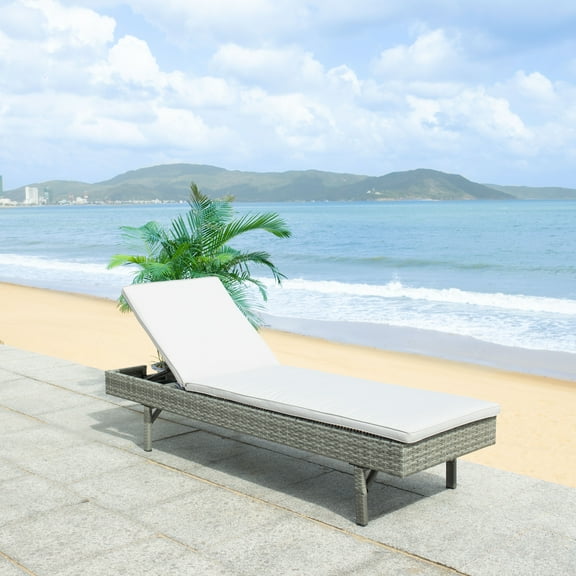 SAFAVIEH Outdoor Collection Cam Chaise Sunlounger Grey/Grey