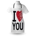 thumbnail image 4 of I Love You Apron, Simplistic Love You Calligraphy Wedding Lovers Relationship Illustration, Unisex Kitchen Bib with Adjustable Neck for Cooking Gardening, Adult Size, Red Charcoal Grey, by Ambesonne, 4 of 4