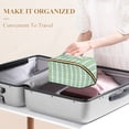 thumbnail image 3 of FORMRS Makeup Bag Travel Cosmetic Organizer for Women Fold Flat Zipper Pouch with Handle, Green Stripe Pattern, 3 of 8