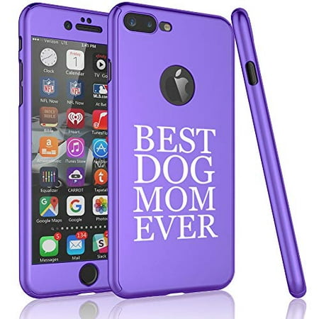 360° Full Body Thin Slim Hard Case Cover + Tempered Glass Screen Protector for Apple iPhone Best Dog Mom Ever (Purple, for Apple iPhone 6 /