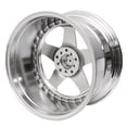 thumbnail image 5 of Ikon Motorsports (4) 18X10 +30 5X100 / 5X114.3 Step Lip 5 Spoke Wheels Rim Replacement for Most Cars, Full Platinum + Gold Rivets, 5 of 7