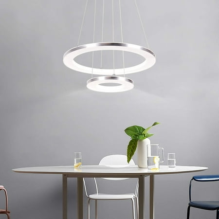 Chying Modern Led Pendant Light Acrylic Chandeliers Ceiling 2 Ring 30w Cool White 6500k Adjule Height Hanging Fixture For Dining Chying Modern Led Pendant Light Acrylic Chandeliers Ceiling 2 Ring 30w Cool White 6500k Adjule Height Hanging Fixture For Dining