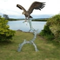 thumbnail image 3 of Nifao Large Eagle standing on tree with his fish prey Bronze Statue – Garden Outdoor Decor Sculpture, 60"L x 40"W x 75"H, 3 of 12