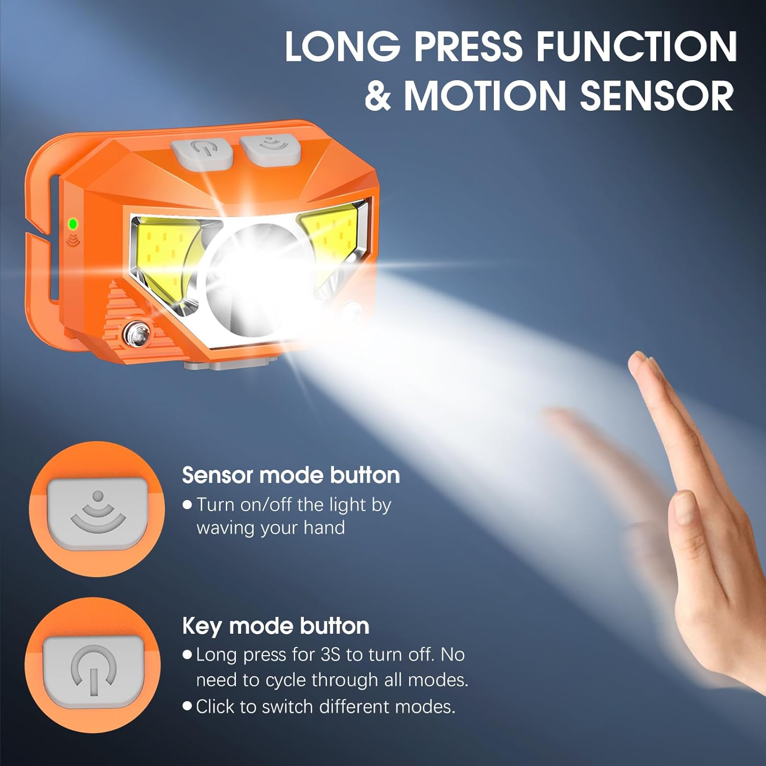 Headlamp Flashlight, Lumen Ultra-Light Bright LED Rechargeable Headlight with White Red Light, 2-Pack Waterproof Motion Sensor Head Lamp,8 Modes for Outdoor Camping Running Hiking Fishing