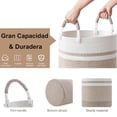 thumbnail image 3 of 2 Pack 58L Grande Cesta de Lavandería de Cuerda Tejida con Asas - Multiusos Cesto para Ropa Sucia, Canasta Ropa Organizadora, para Mantas, Juguetes, Para Sala de Estar, Dormitorio, Baño, 3 of 9