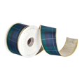 thumbnail image 1 of Vickerman 2.5" x 10 Yards Green Plaid Checks Double Fused Metallic Dupion Ribbon., 1 of 1