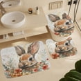 thumbnail image 6 of Watercolor Painting Rabbit With Flowers Shower Curtain 4 Piece Set Rug Toilet Lid Cover And Non-Slip U Shape Mat Happy Easter Waterproof Shower Curtain for Bathroom Decor, 6 of 8
