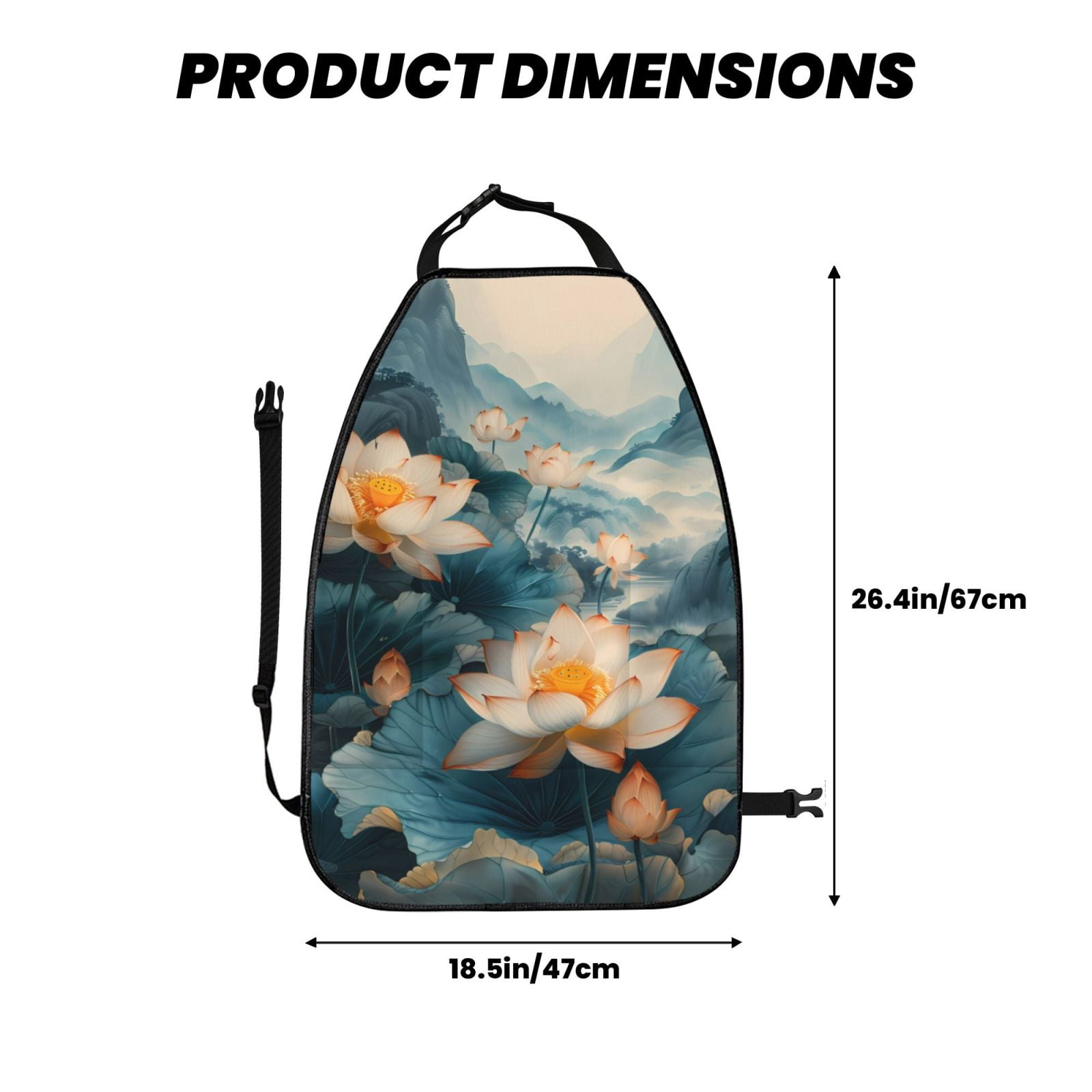 Xecao Mountain Lotus Serenity Pattern Car Seat Back Protector 2 Pack Large Capacity Pocket, Kick Mats Back Seat Protector