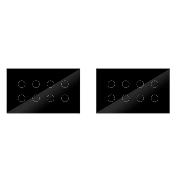 2X Interruptor de Pared con Luz TáCtil Inteligente WIFI, Panel de Cristal de 8 Entradas, Tuya Smart Life para Alexa, Home, Negro
