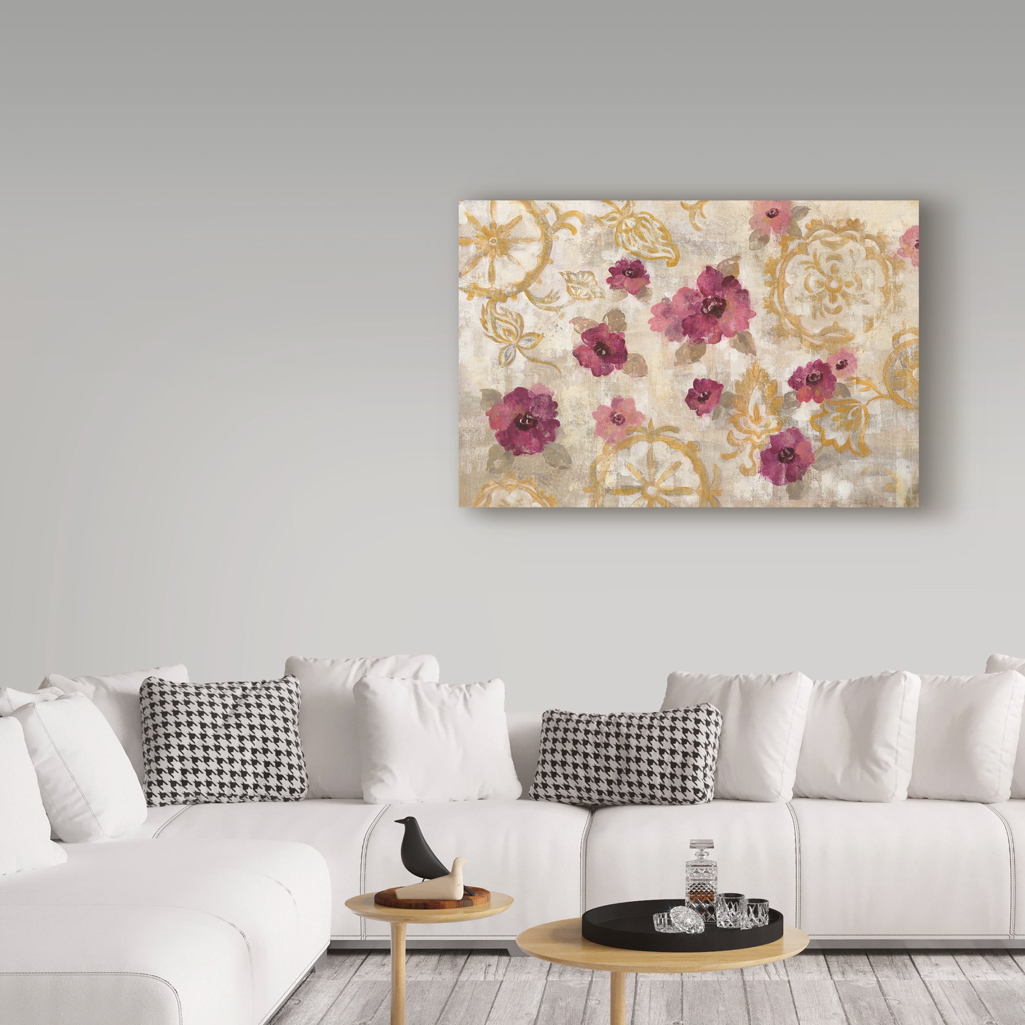 Trademark Fine Art 'Elegant Fresco Gold Floral' Canvas Art by Silvia Vassileva