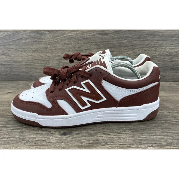 New Balance 480 Leather Lifestyle Sneakers Men's Size 6.5 White Brown BB480LHB