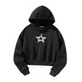 thumbnail image 3 of Sudaderas con capucha con cordón para mujer, jersey de manga larga, sudadera recortada, Top corto cómodo y suave a la moda para entrenamiento de viaje L, 3 of 8