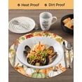 thumbnail image 3 of 13 Inch Round Placemats Set of 4, Orange Green Pumpkins Fall Non Slip Heat Insulation PP Table Mats, Thanksgiving Botanical Washable Place Mats for Kitchen Dining Party Table Decor, 3 of 7
