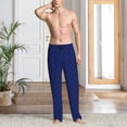 thumbnail image 2 of Pofeuu Navy Blue Print Men's Pajama Pants, Soft Lounge Pajama Pants with big pockets for Men Plaid Pj Bottoms-X-Large, 2 of 6