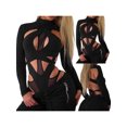 thumbnail image 2 of WIFORNT Combinaison en Maille Transparente à Manches Longues pour Femmes, Noir, 2 of 10