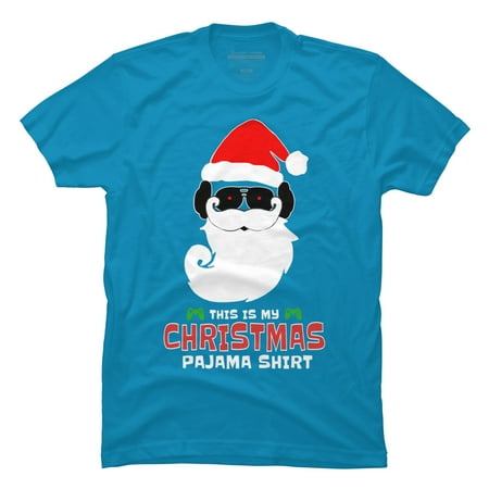 This Is My Christmas Pajama Shirt Gamer Video Game Santa Mens Turquoise Blue Graphic Tee - Design By Humans XL