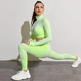 thumbnail image 3 of Seamless Women Yoga Gym Sports Suits Fitness Workout Running Clothing Sportswear Long Sleeve Crop Top Leggings Bra Athletic Set, 3 of 6