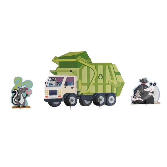 Fun Express 5" - 10" Garbage Critters Party Garbage Truck Centerpiece - 3 Pieces