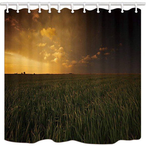 RYLABLUE Scenery Vast Paddy Field The Sundowners Polyester Fabric Bathroom Shower Curtain 66x72 inches