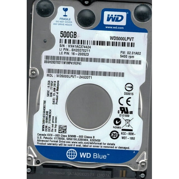 WD5000LPVT-24G33T1 DCM: HHMTJHB WX41A Western Digital 500GB