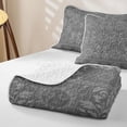 thumbnail image 4 of Homewish Boho Sun Moon Quilt Full, Victorian Damask Aztec Full Bedspread Sets, Gray, 3pcs 1 Coverlet and 2 Pillowcases, 4 of 7