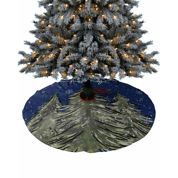 Navy Blue Christmas Tree Christmas Tree Skirt 48 Inches Large Christmas Skirt Tree, Green Xmas Tree Snowflake Tree Skirt Christmas Decorations for Fireplace Party Holidays Indoor Outdoor