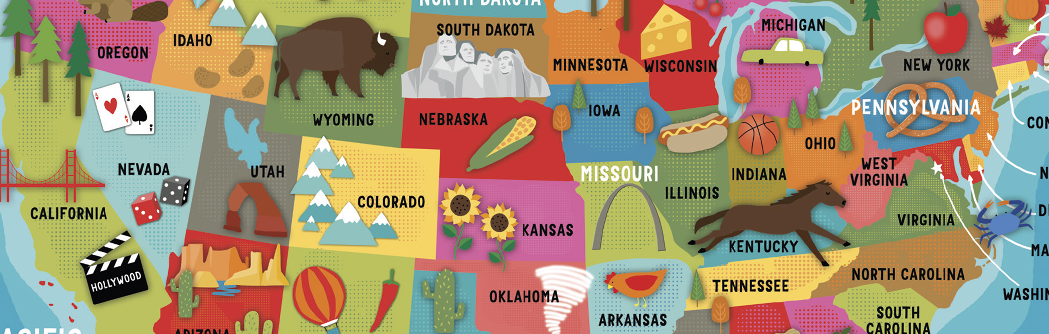 Ceaco - Kids Puzzles - Charlotte Pepper - USA Map - 100 Piece Interlocking Jigsaw Puzzle