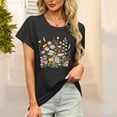 thumbnail image 2 of JTZGDY Summer Tops for Women Cute Floral Printed Short Sleeve Crewneck Graphic T-Shirts Loose Soft Cotton Basic Tunic Blouse A#08-Black S, 2 of 6