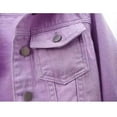 thumbnail image 4 of Fshiont Cropped Denim Jacket for Women 3/4 Sleeve Casual Vintage Jean Jackets Trucker Coats Purple S, 4 of 5