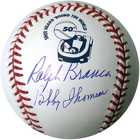 Ralph Branca / Bobby Thomson Hand-Signed Logo Baseball