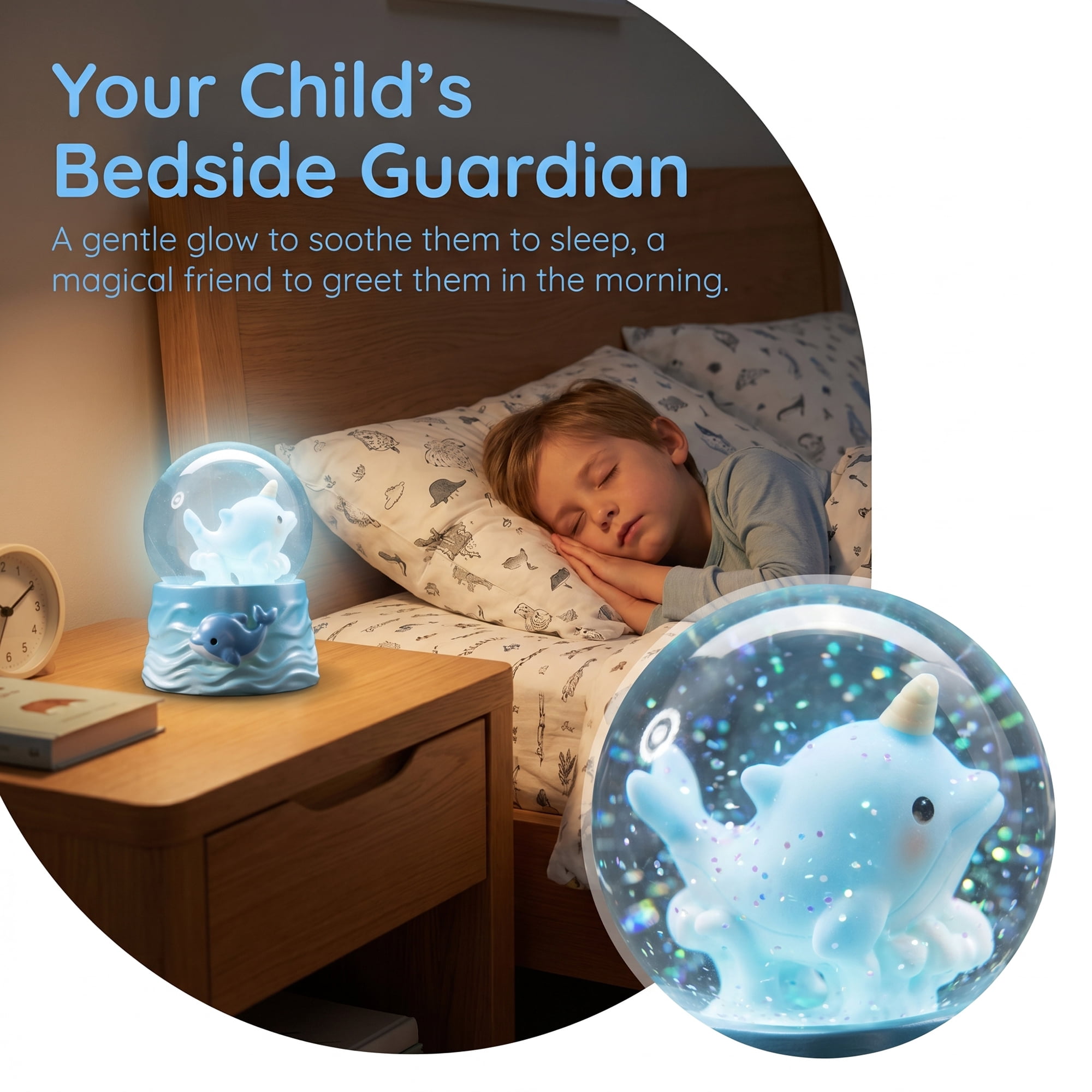 Unique Bargains Cartoon Light Up Crystal Ball Mini Resin Figurine Snow Globe Blue Style B