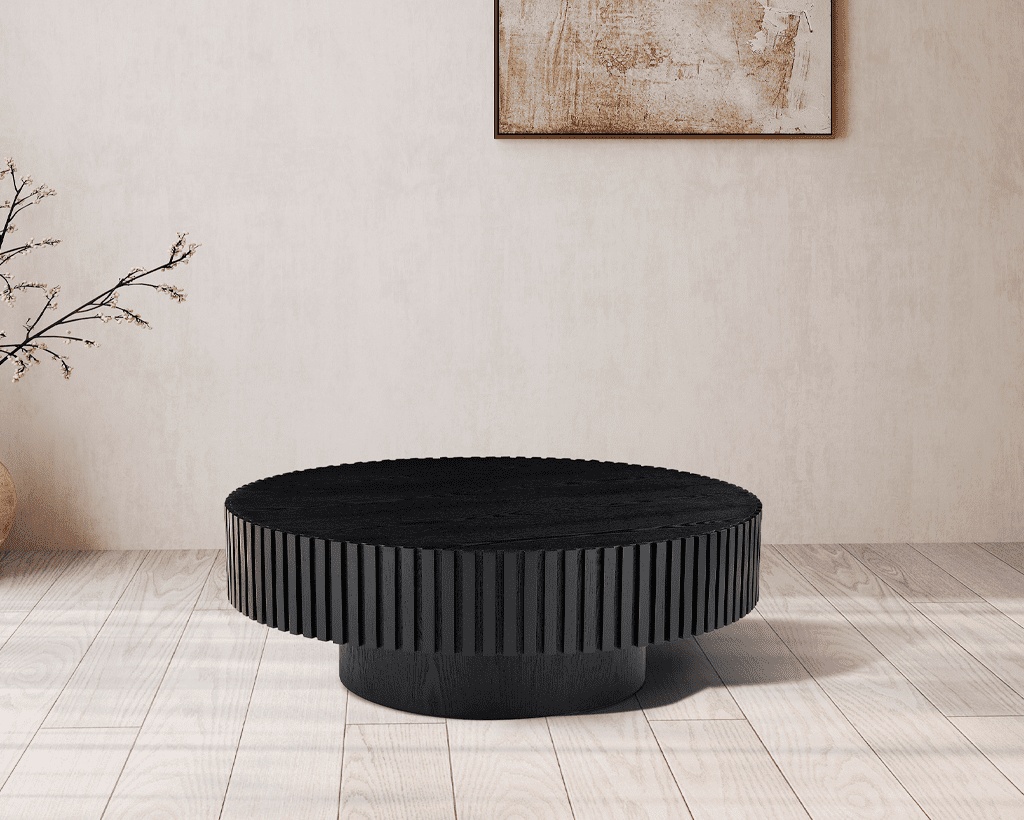 Kevinplus Round Coffee table, Modern Nesting Table with Sturdy Pedestal for Apartment,Living Room,Black