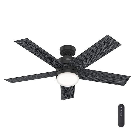 Restored Hunter Fan 52 inch Casual Matte Black Indoor Ceiling Fan with LED Light Kit and Remote Control (Refurbished)