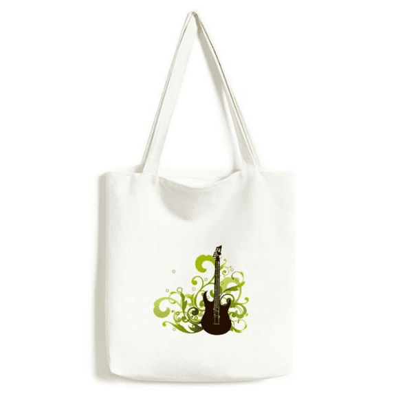 Green,Guitar Music Fresh Pattern Tote Canvas Bag Shopping Satchel Casual Handbag