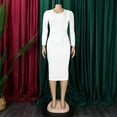 thumbnail image 4 of Women Plus Size Bodycon Stretchy Ruched Basic Midi Work Office Midi Pencil Dress, 4 of 8