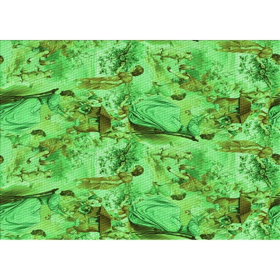 Ahgly Company Machine Washable Indoor Rectangle Transitional Emerald Green Area Rugs, 8' x 10'