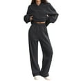 thumbnail image 2 of Sweatsuits Women 2 Piece Outfit Lounge Sweat Suits Set Oversized Fleece Hoodies Baggy High Waisted Wide Leg Sweatpants Gray XL, 2 of 3