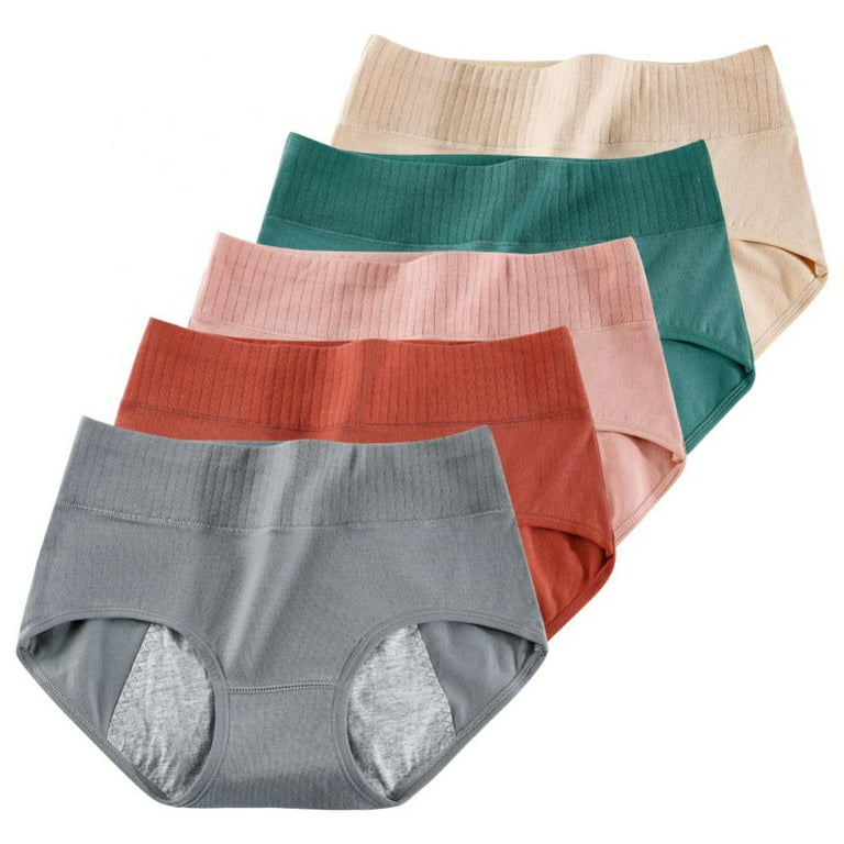 Womens Menstrual Period Panties Cotton Leak Proof Mid Waist Breathable  Comfort Soft Briefs(1-Packs)