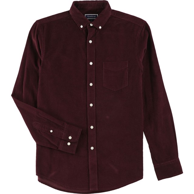 Club Room Camisa con botones de pana para hombre, rojo, mediano