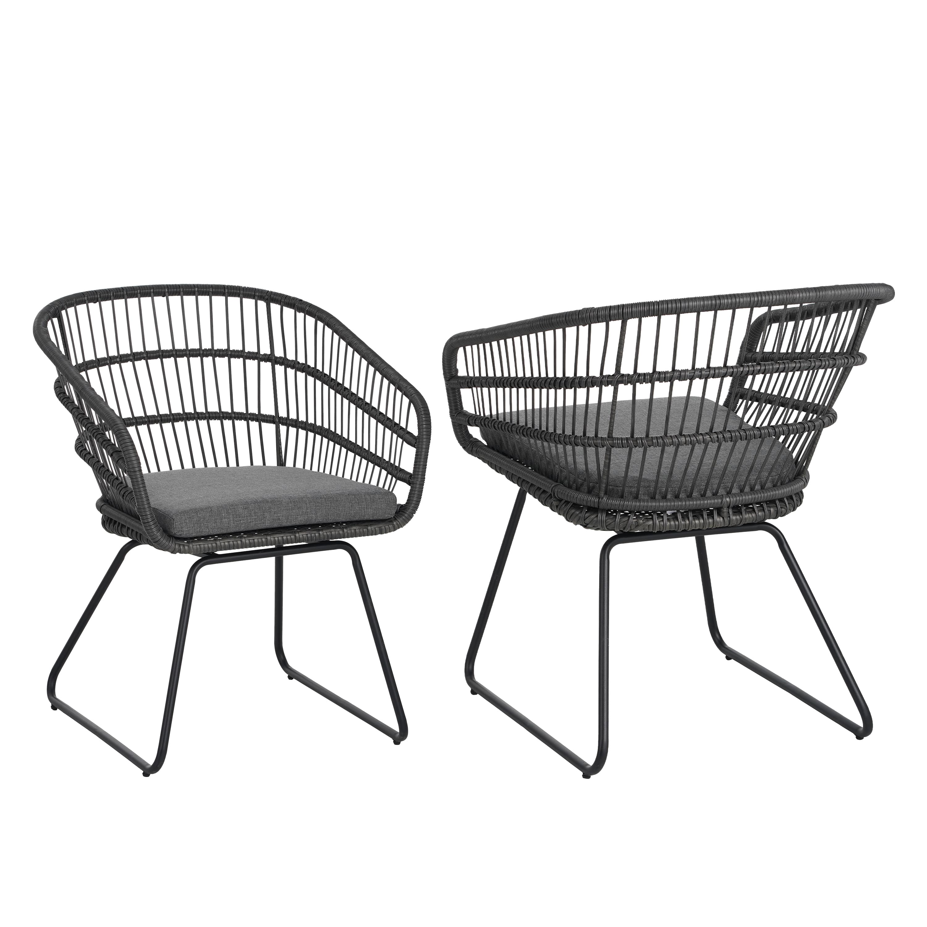 MAYEERTY CHAIR 2PCS with 2 Gray Cushions Comfortable Seating for Living Room Dining Room