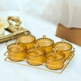 thumbnail image 3 of para servir con tapas, bandeja, contenedor, bandeja para aperitivos, fruta, postre, aperitivos, plato para servir, para encimera, Caddy, 6 tazones dorados Macarena Bandeja de condimentos, 3 of 7