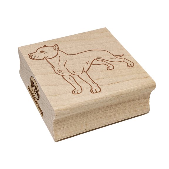 Friendly American Pit Bull Terrier Pet Dog Square Rubber Stamp Stamping Scrapbooking Crafting - Small 1.25in