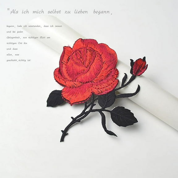 WHAMVOX  2 Pcs Embroidered Sewing Patch Embroidery Rose Roses Patches