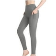thumbnail image 3 of Women's Fleece Lined Leggings with Tummy Control, High Waisted Thermal Warm Yoga Pants, 4-Way Stretch Running Tights for Hiking, Winter Workouts and Cold Weather Activities Grey M, 3 of 10