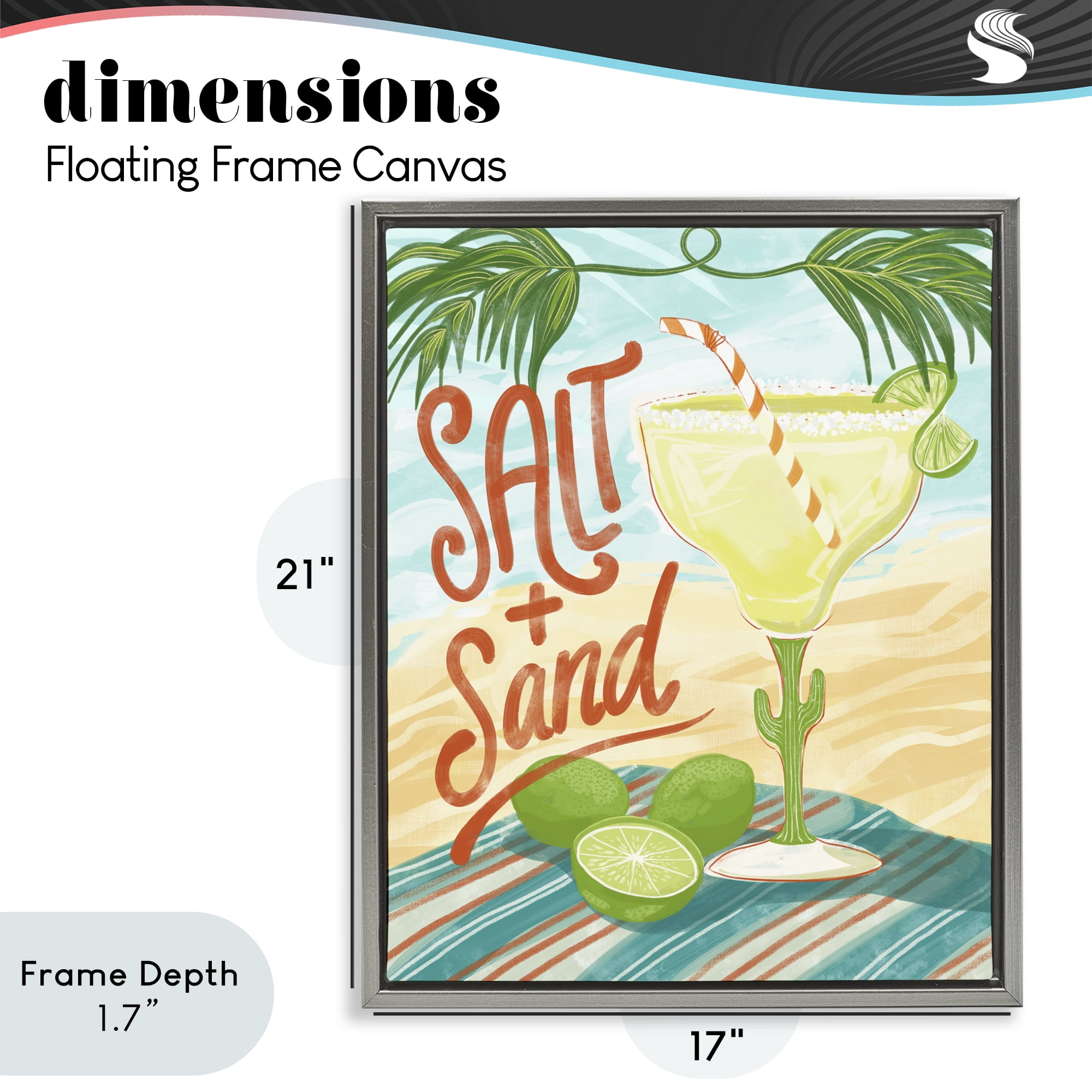 Stupell Industries Salt & Sand Margarita Gray Framed Floater Canvas Wall Art, design by Connie Summers