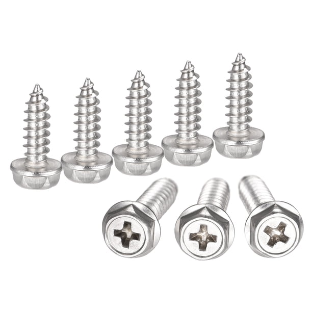 Tornillos autorroscantes con arandela hexagonal Phillips, M5 x 16mm, tornillo de brida hexagonal de acero inoxidable 304, paquete de 20
