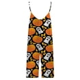 thumbnail image 4 of Halloween Womens Pumpkin Bat Print Overalls Loose Playsuit Loungewear Rompers Jumpsuit with Pockets, 4 of 5